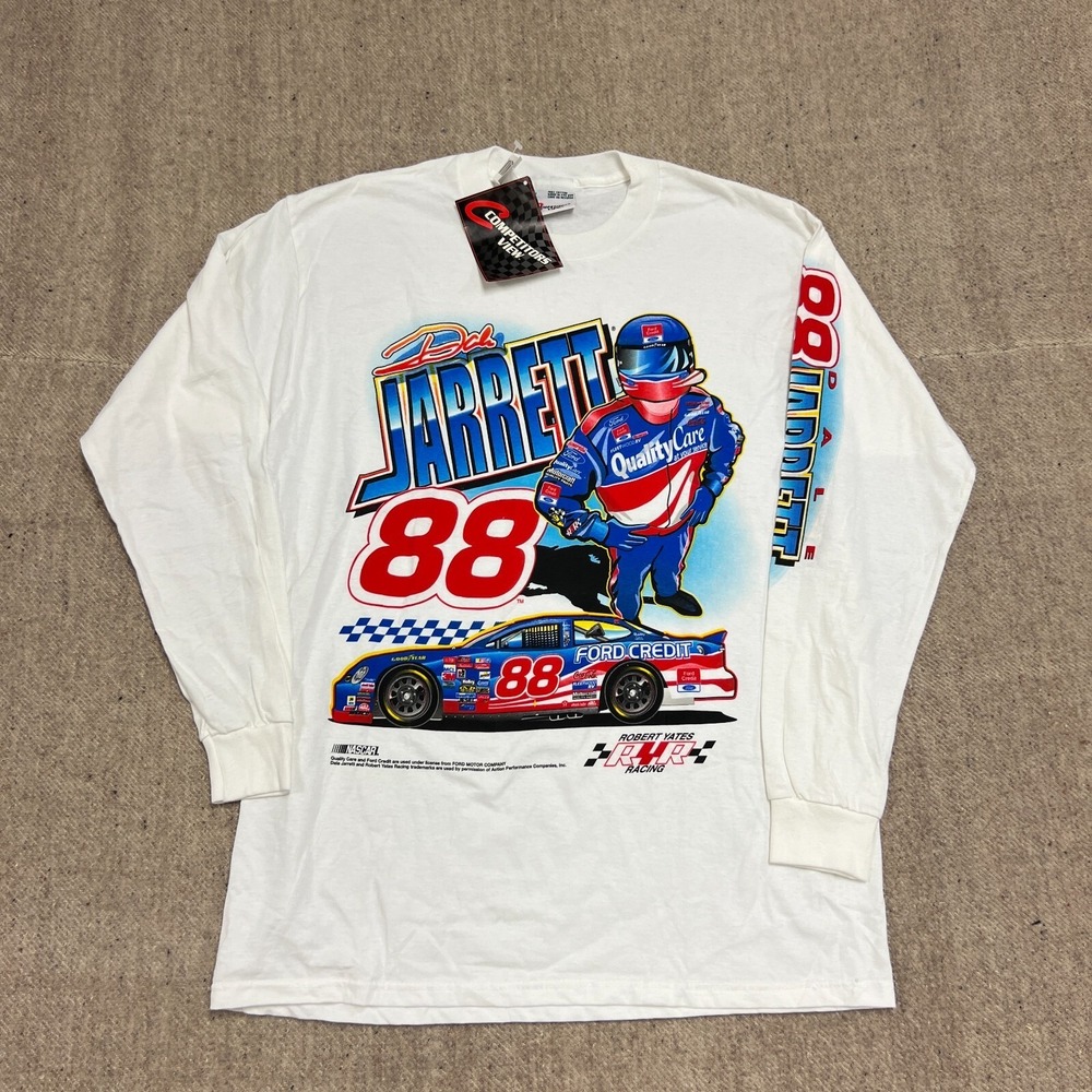 Vintage Dale Jarrett Nascar Shirt Mens Large White 2000s Long Sleeve Deadstock